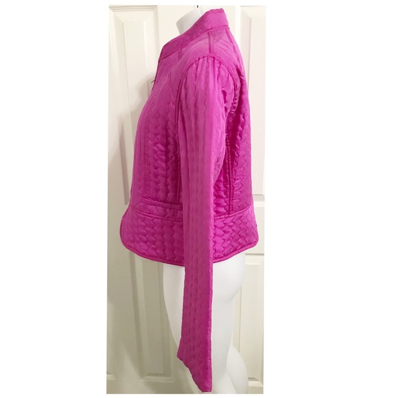 NWOT Carole Little, Quilted Fuchsia Violet, Cropped Style 💯% Silk Blazer - Picture 4 of 6